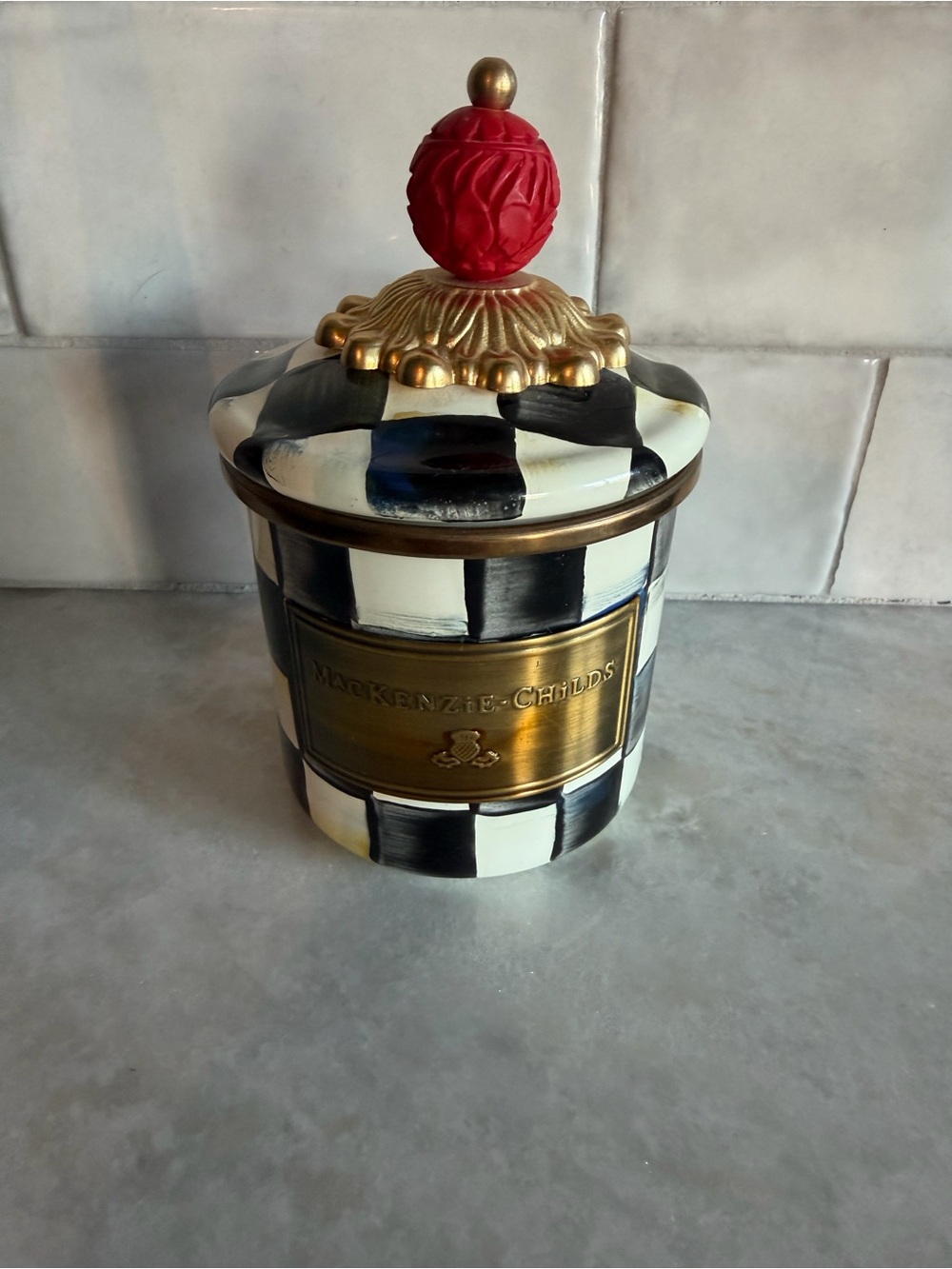 MacKenzie-Childs Courtly Check sugar jar